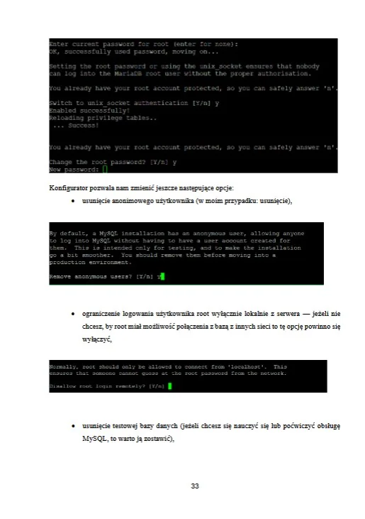 Strona 33 książki: zabezpieczenie bazy MariaDB